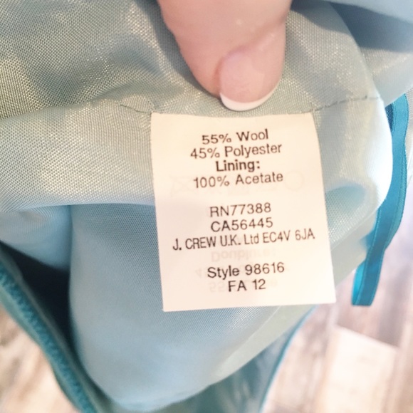 J Crew Wool Poly Blend Skirt Teal Green Size 6 - Picture 7 of 7